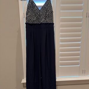 Entro Navy and White Patterned Jumpsuit
